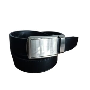 Slide Belts Mens Black Adjustable Silver Tones Buckle 42"